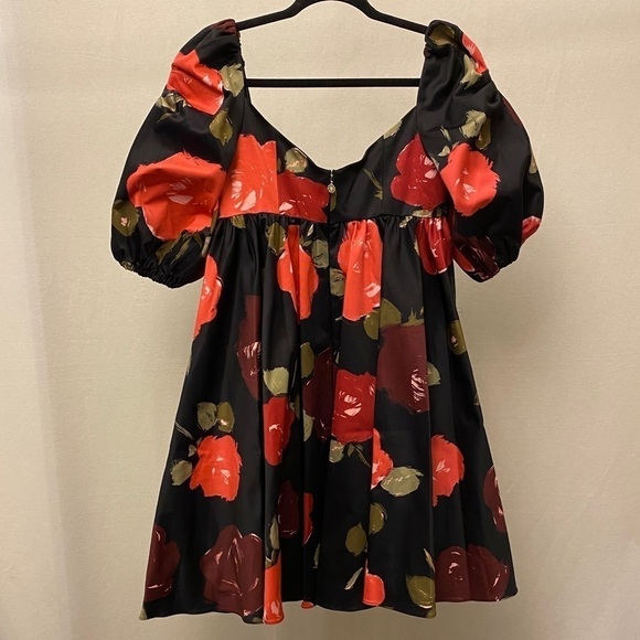 Kate Spade NWT New York Just Rosy Beau Dress Short Babydoll Black Floral Size 6 - Picture 13 of 15